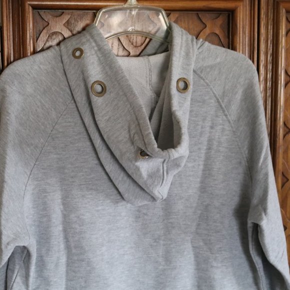 Anthropologie || Philosophy Heather Gray Grommet Crop Sweatshirt Hoodie - Size L - Picture 10 of 16